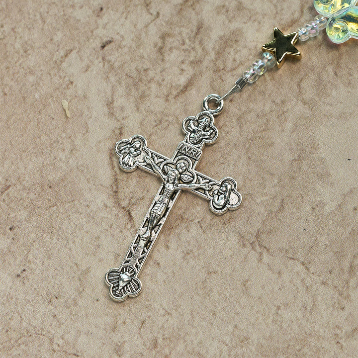 Christianartworkshop Sternenhimmel, schimmernder grüner Schmetterling mit wundertätiger Medaille, Tier-Rosenkranz - image 7