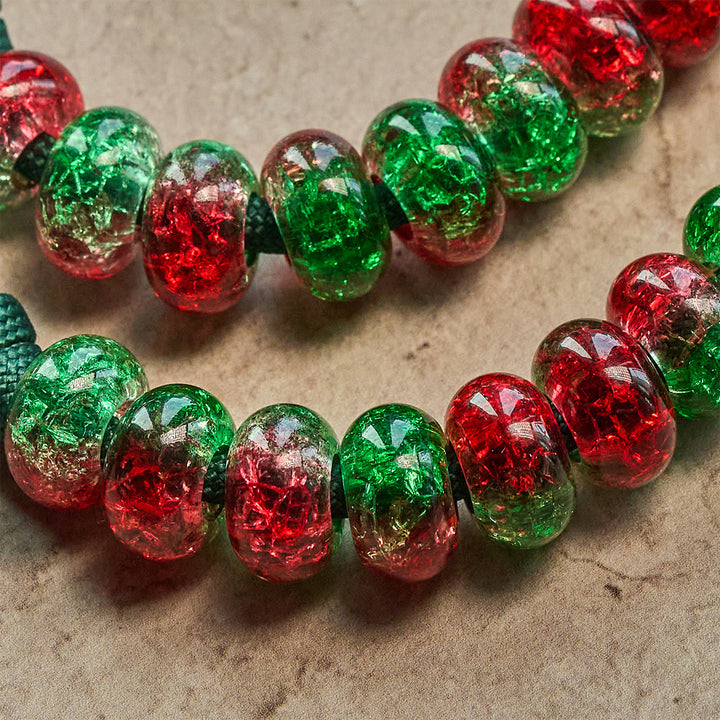 Christianartworkshop Weihnachts-Rosenkranz mit Paracord-Anhänger, Segen der Heiligen Familie, mit glänzenden rot-grünen Perlen - image 12