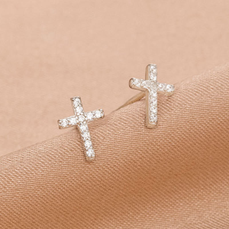 Christianartworkshop Minimal Quiet Shine S925 Faith Cross Ohrringe in zwei Farben - image 3
