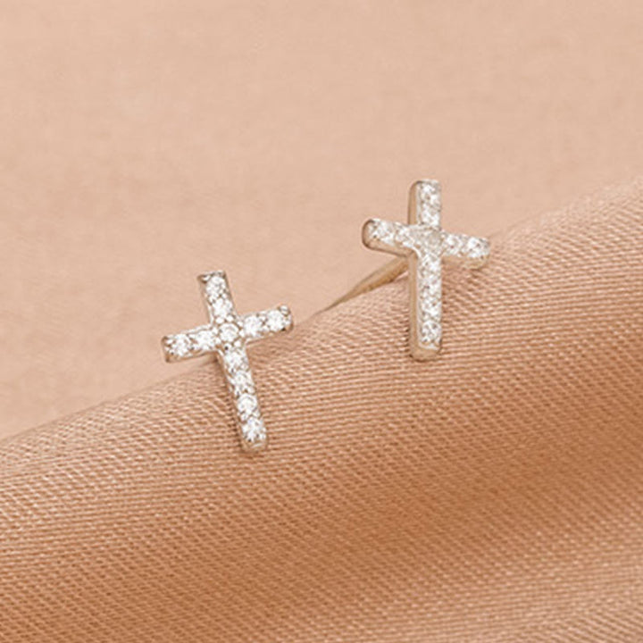Christianartworkshop Minimal Quiet Shine S925 Faith Cross Ohrringe in zwei Farben - image 3