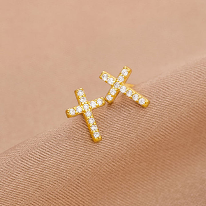 Christianartworkshop Minimal Quiet Shine S925 Faith Cross Ohrringe in zwei Farben - Golden - image 4