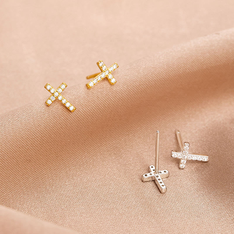 Christianartworkshop Minimal Quiet Shine S925 Faith Cross Ohrringe in zwei Farben - Silber - image 0