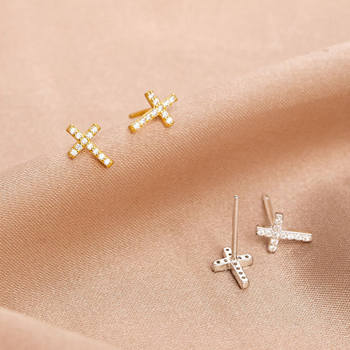 Christianartworkshop Minimal Quiet Shine S925 Faith Cross Ohrringe in zwei Farben - Silber - image 0