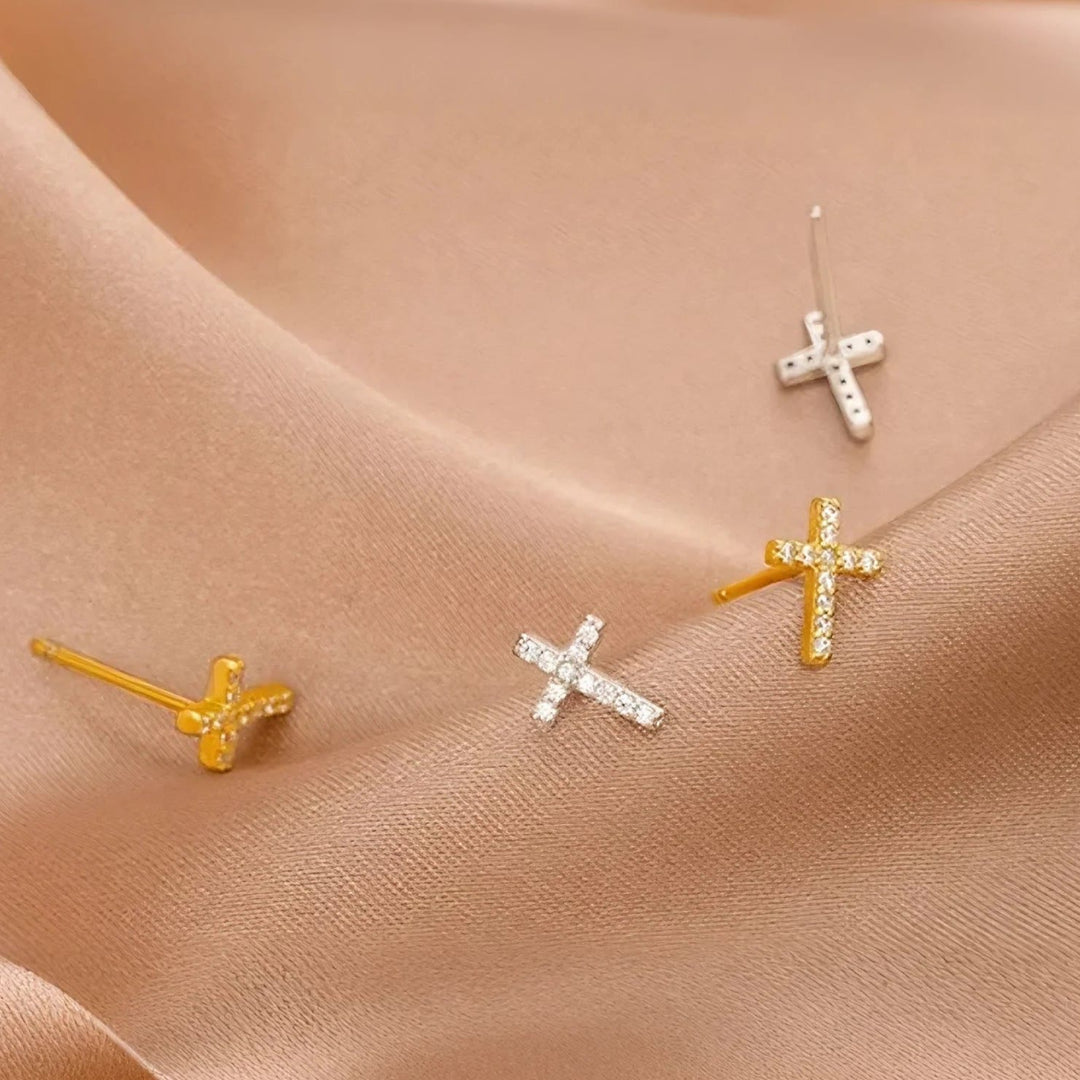 Christianartworkshop Minimal Quiet Shine S925 Faith Cross Ohrringe in zwei Farben - image 5