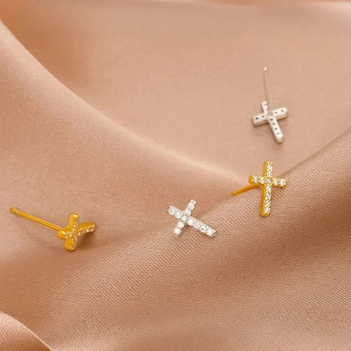 Christianartworkshop Minimal Quiet Shine S925 Faith Cross Ohrringe in zwei Farben - image 5