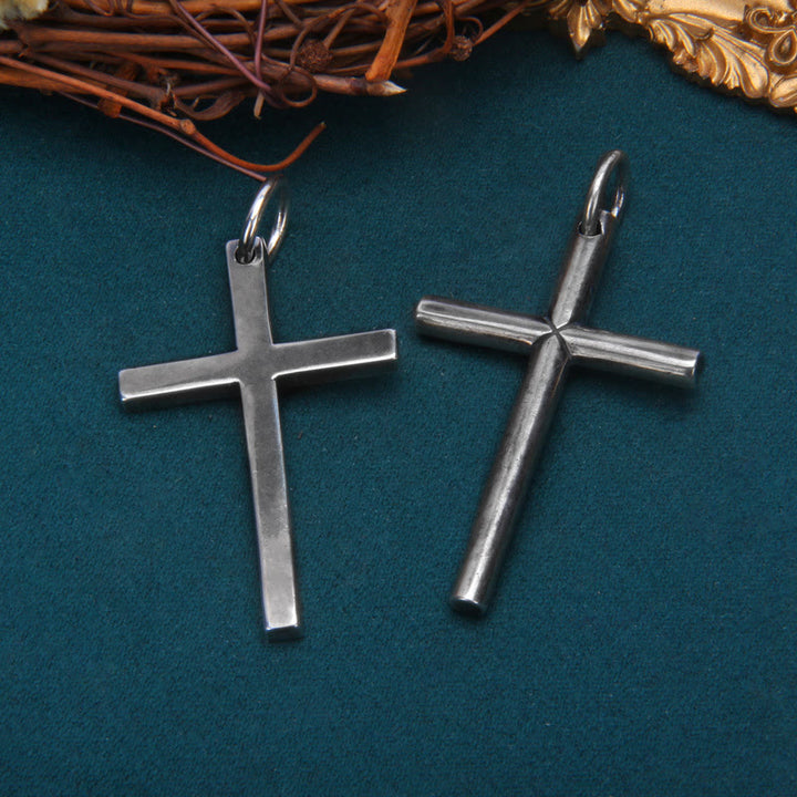 Christianartworkshop – Kräftige, minimalistische Kreuzkette aus Sterlingsilber mit quadratischem und rundem Stab - Quadratisches Balkenkreuz - image 0