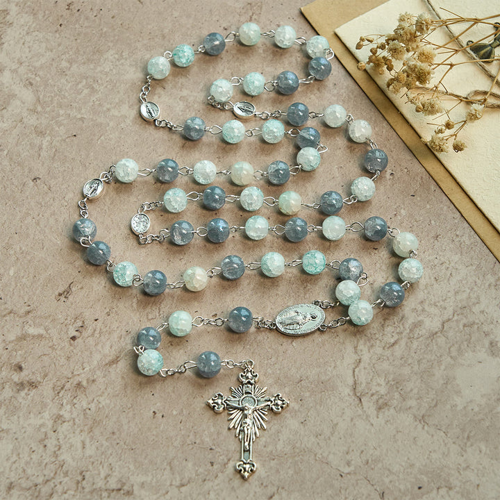 Christianartworkshop Handgefertigter Original-Rosenkranz in Graublau mit Wundertätiger Medaille: Ein einzigartiger Ausdruck des Glaubens - image 11