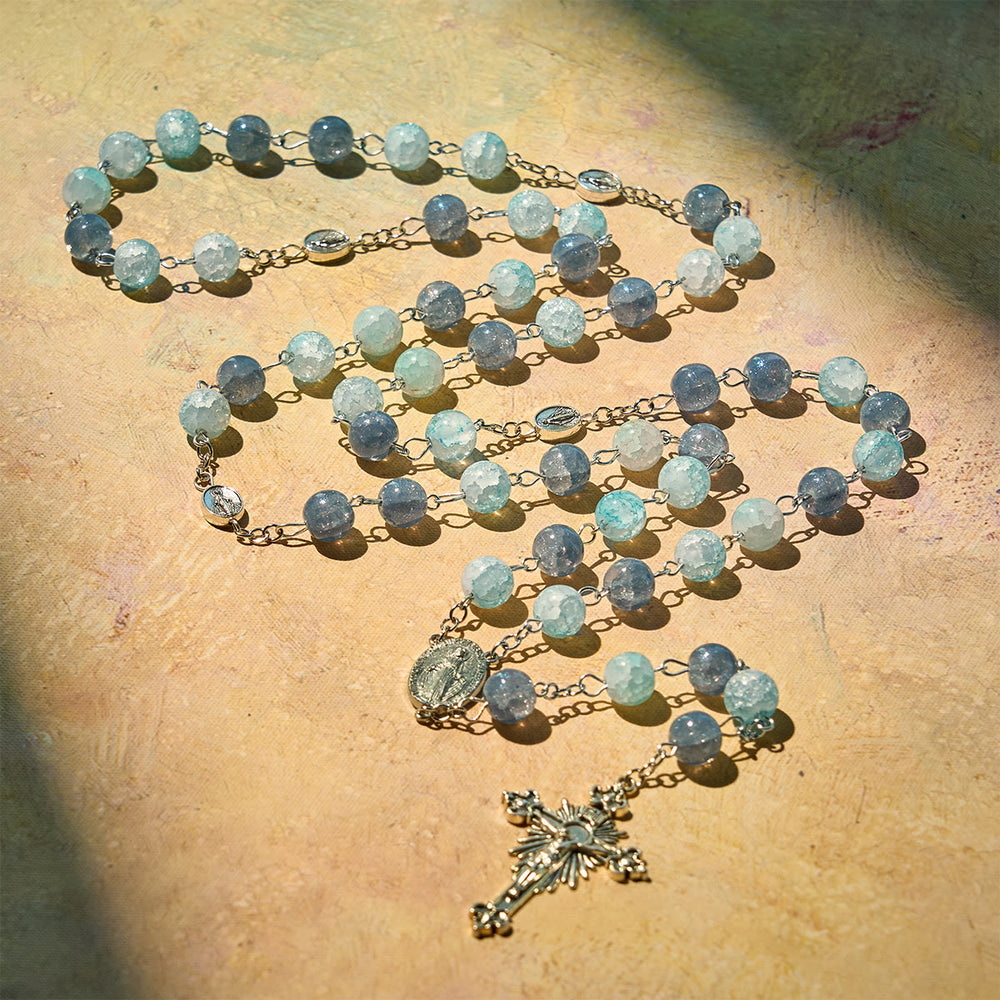 Christianartworkshop Handgefertigter Original-Rosenkranz in Graublau mit Wundertätiger Medaille: Ein einzigartiger Ausdruck des Glaubens - image 1