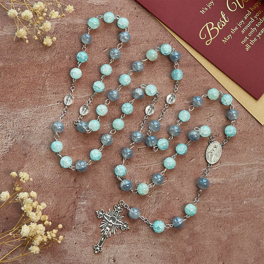 Christianartworkshop Handgefertigter Original-Rosenkranz in Graublau mit Wundertätiger Medaille: Ein einzigartiger Ausdruck des Glaubens - image 5