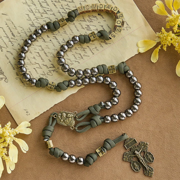 Christianartworkshop Militär-Rosenkranz aus Paracord: Silberfarbene Perlen und Messing-JESUS - image 8