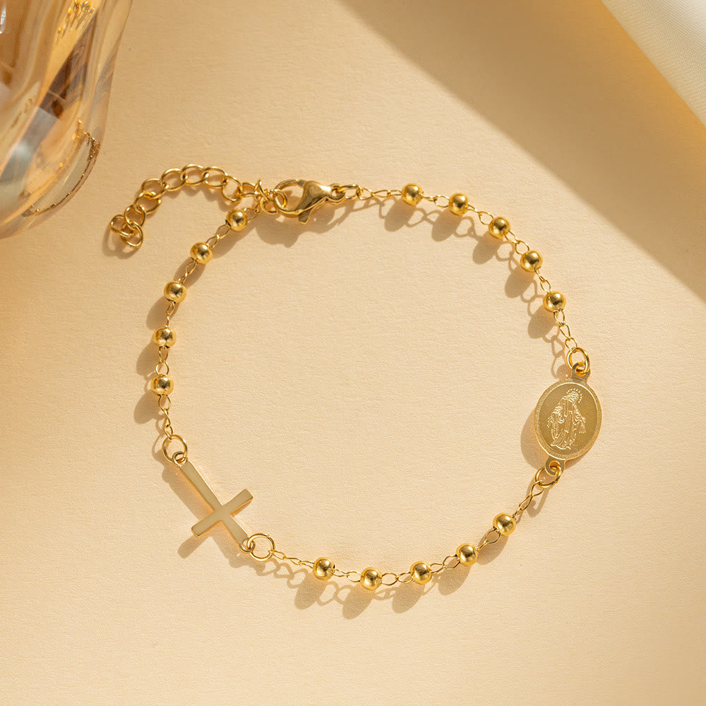 Christianartworkshop Halskette, Armband „Unserer Lieben Frau Segen“ im schmalen Rosenkranz-Stil - Armband - image 3