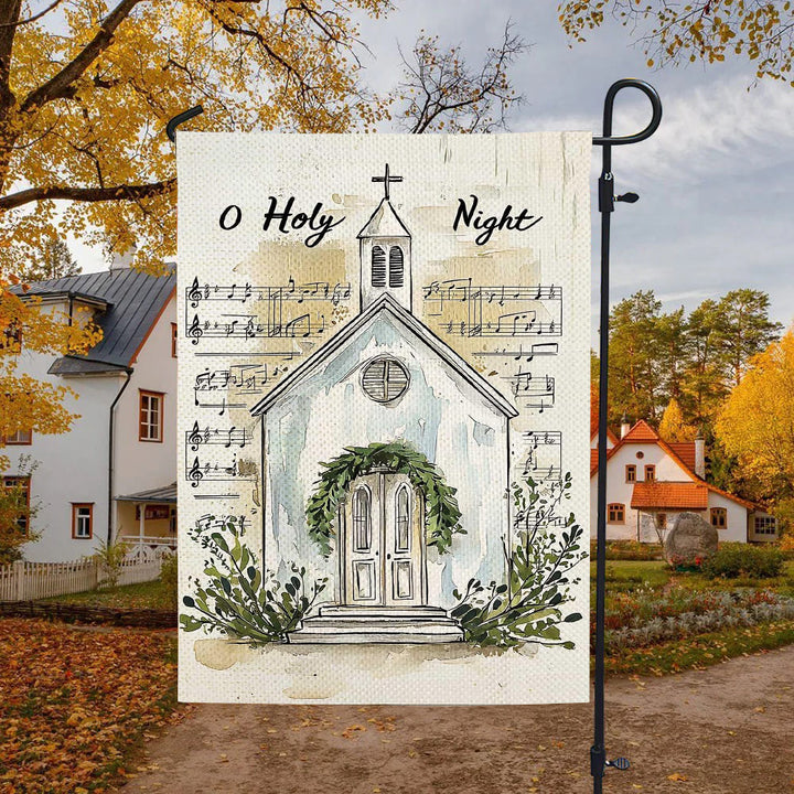 Christianartworkshop Weihnachtsflagge mit Musiknoten und Kirche „O Holy Night“ - image 4