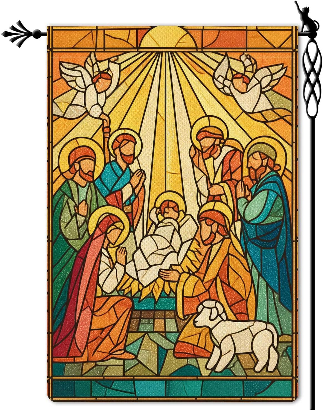 Christianartworkshop Gartenflagge mit strahlender Bemalung, Weihnachtskrippe, leuchtende Weihnachtsszene - image 6