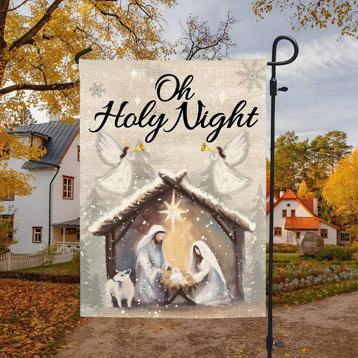 Christianartworkshop Gartenflagge „Snowy Oh Holy Night“ mit Krippenmotiv, Glaube, gefüllte Weihnachtsszene - image 4