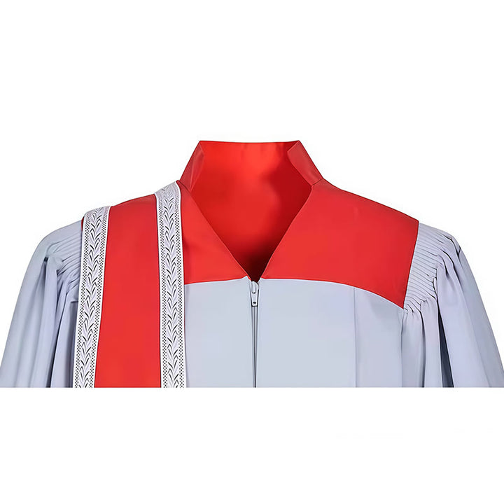 Christianartworkshop Priesterrobe für heilige Zeremonien – Grau und Rot mit zarten Details - image 4
