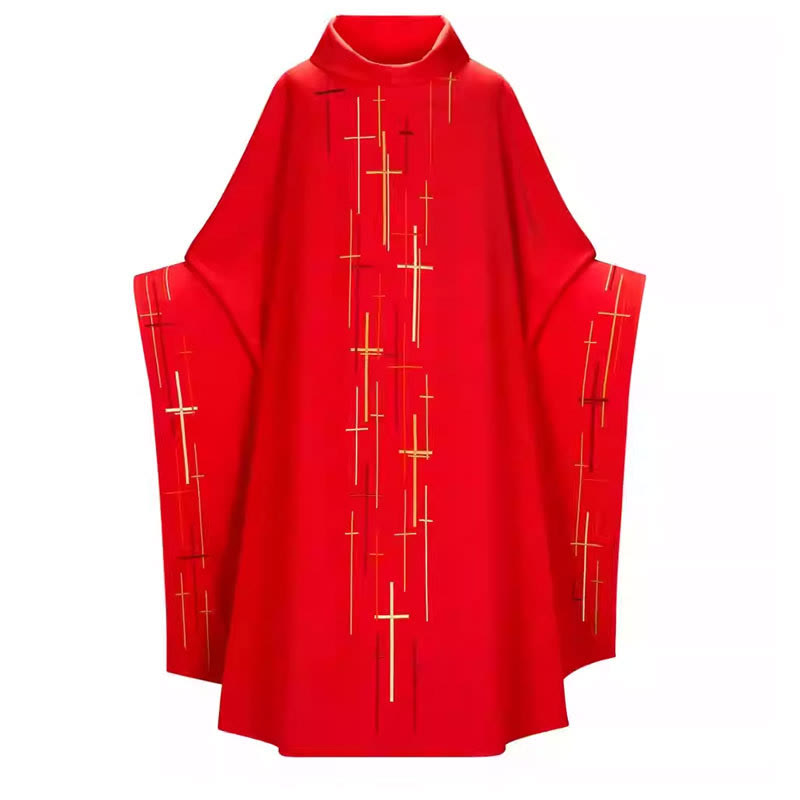Christianartworkshop Visuelles lineares Kreuz-Chasuble in verschiedenen leuchtenden Farben - Rot - Einheitsgröße - image 1