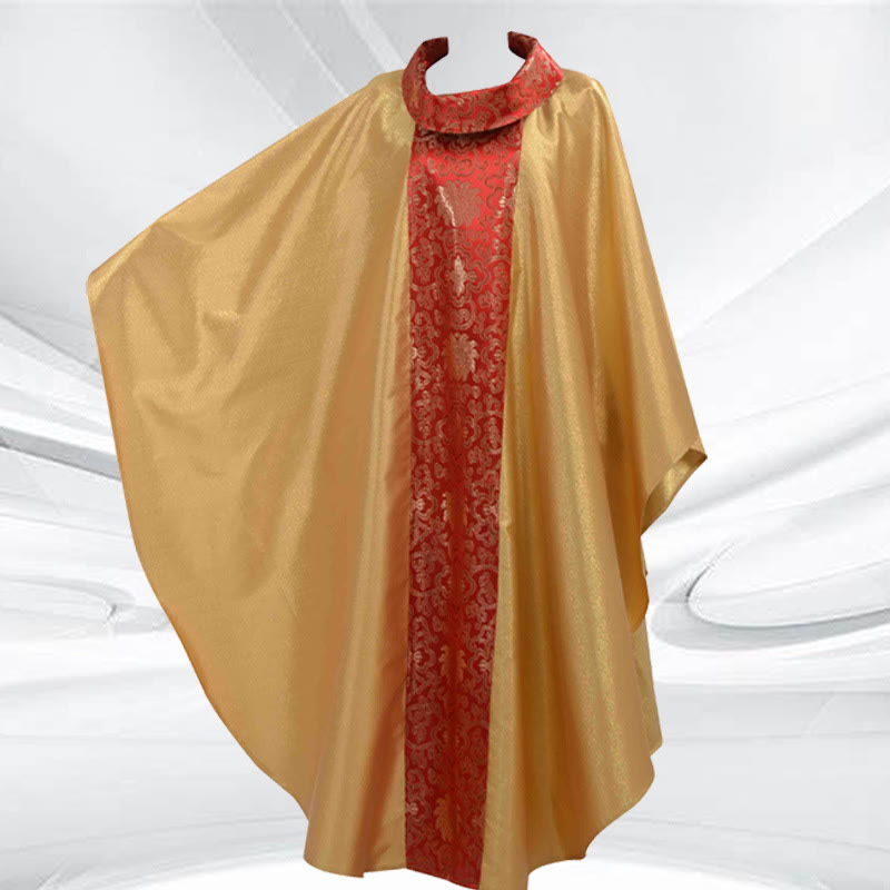 Christianartworkshop Kasel mit goldener Basis und dekorativen Paneelen in verschiedenen Farben - Rot - Einheitsgröße - image 1
