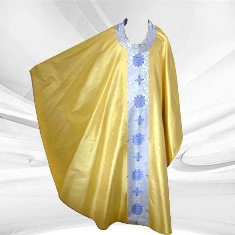 Christianartworkshop Kasel mit goldener Basis und dekorativen Paneelen in verschiedenen Farben - Blau - Einheitsgröße - image 0
