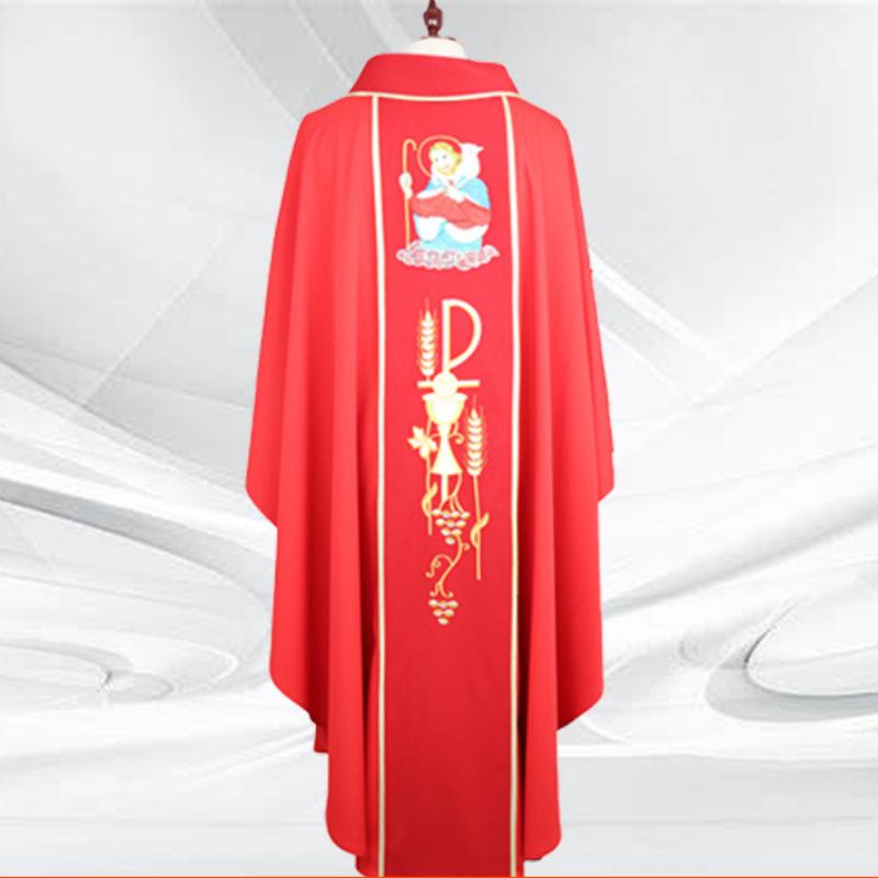 Christianartworkshop Sortiert – Farbiges Kasel-Set mit Chi – Rho, Figurativ & Weizen – Traube - Rot - Einheitsgröße - image 1