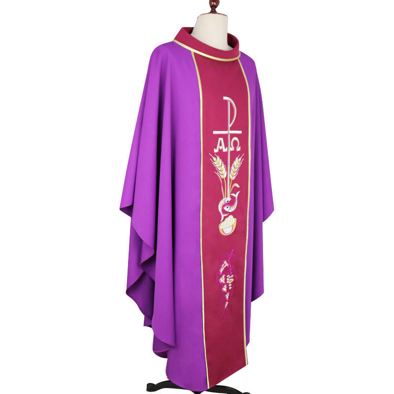 Christianartworkshop Zeremonieller Kasel in verschiedenen Farben mit heiligen Bildern - Lila - Einheitsgröße - image 3