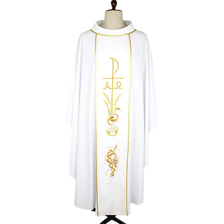 Christianartworkshop Zeremonieller Kasel in verschiedenen Farben mit heiligen Bildern - Weiß - Einheitsgröße - image 4