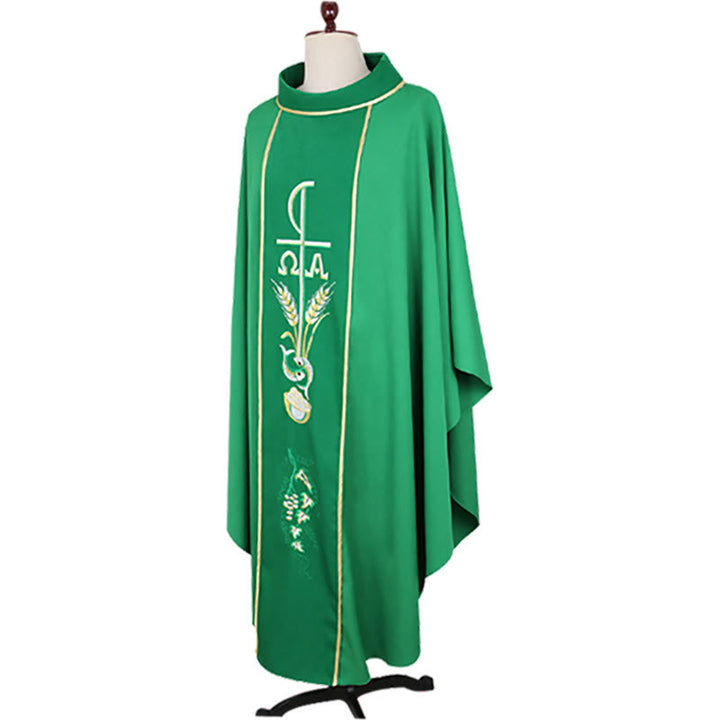 Christianartworkshop Zeremonieller Kasel in verschiedenen Farben mit heiligen Bildern - Grün - Einheitsgröße - image 2