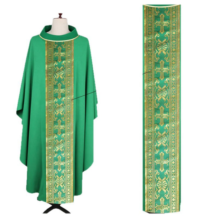 Christianartworkshop, sortiert – Farbiges Kasel-Set mit goldenem Kreuz und verzierten Bändern - Grün - Einheitsgröße - image 2