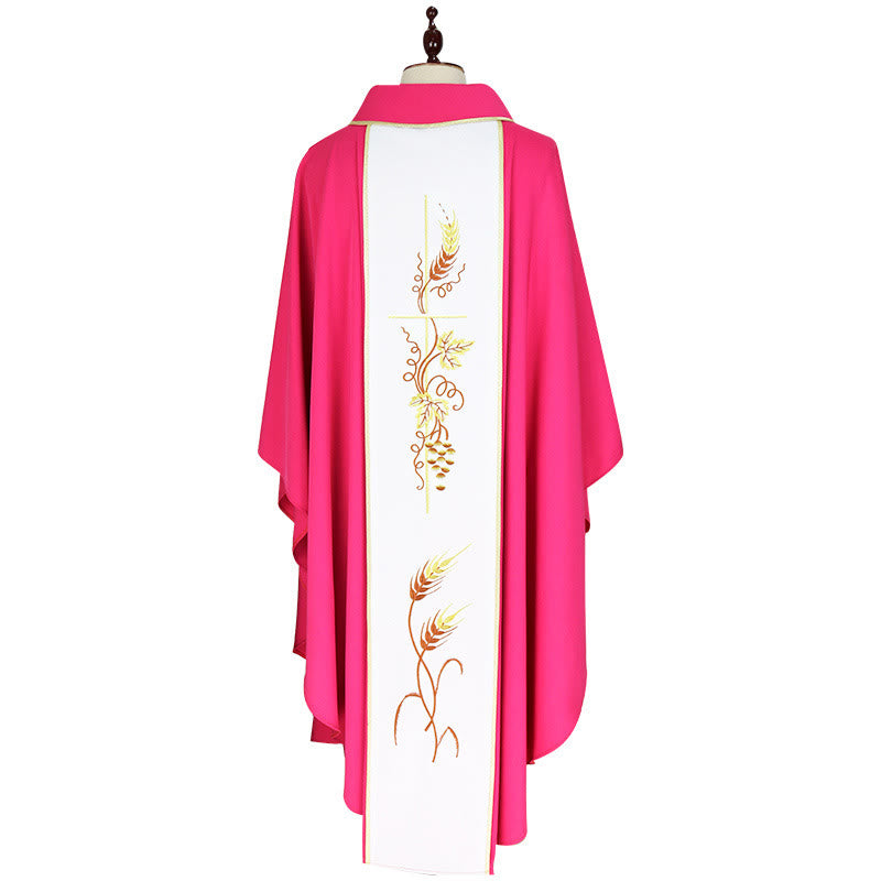 Christianartworkshop Kasel in leuchtendem Rosa mit weißem Einsatz und Herz-Jesu-Motiv - image 1