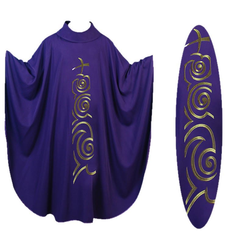 Christianartworkshop Elegante, mehrfarbige Kasel mit goldenem Lamm und Spiralelementen - image 3