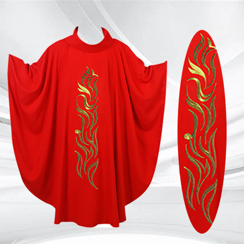 Christianartworkshop Elegante, mehrfarbige Kasel mit goldenem Lamm und Spiralelementen - image 1