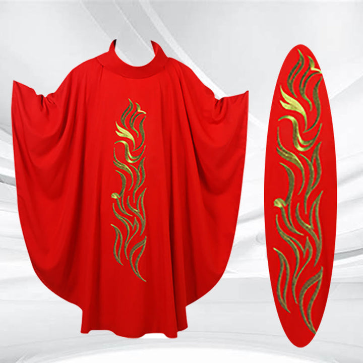 Christianartworkshop Elegante, mehrfarbige Kasel mit goldenem Lamm und Spiralelementen - image 1