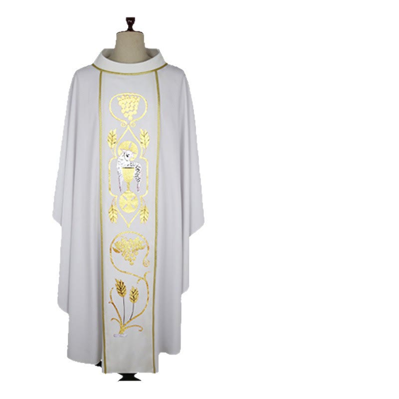 Christianartworkshop, sortiert – Farbiges Kasel-Set mit goldenen Lamm-, Trauben- und Kelchmotiven - image 4