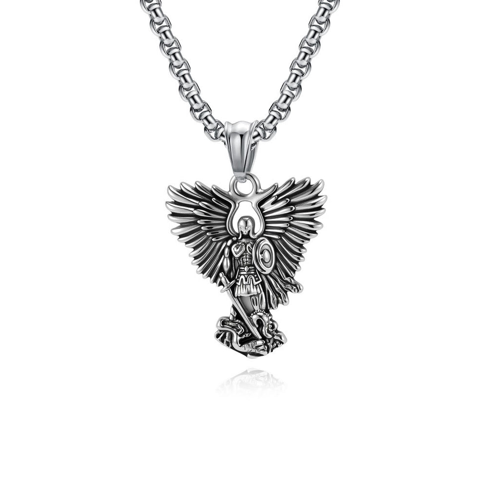 Christianartworkshop Mehrfarbige Halskette mit Engelskrieger-Anhänger im Streetwear-Stil - Silber - image 1