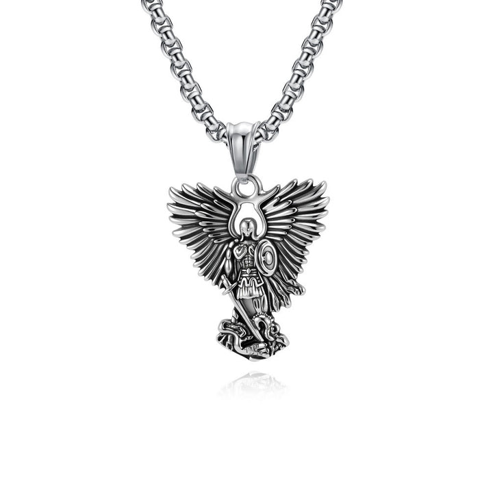 Christianartworkshop Mehrfarbige Halskette mit Engelskrieger-Anhänger im Streetwear-Stil - Silber - image 1