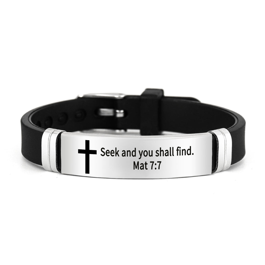 Christianartworkshop Multi-Style Motivations-Kreuzarmband mit Bibelversen - Silber 7:7 - image 9