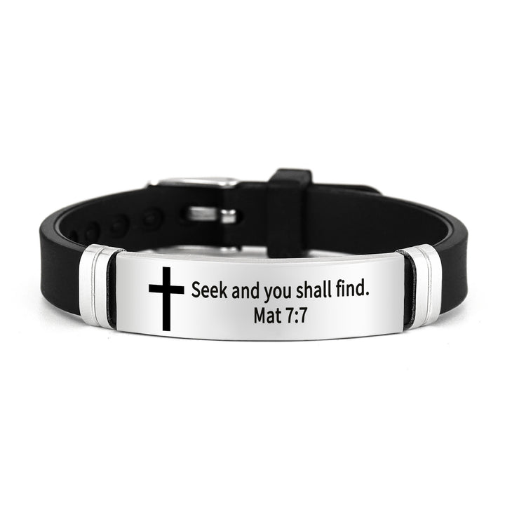 Christianartworkshop Multi-Style Motivations-Kreuzarmband mit Bibelversen - Silber 7:7 - image 9