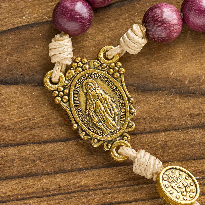 Christianartworkshop Marienschutz-Rosenkranz in Lila-Gold mit verziertem Heiligenschein-Kruzifix: Königliche Töne des Glaubens - image 8