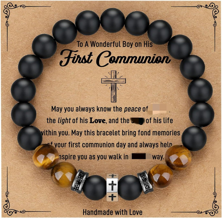 Christianartworkshop Kreuzarmband mit Tigerauge, schwarzem Onyx und Zirkonia – akzentuierter Edelstahl - D - image 3