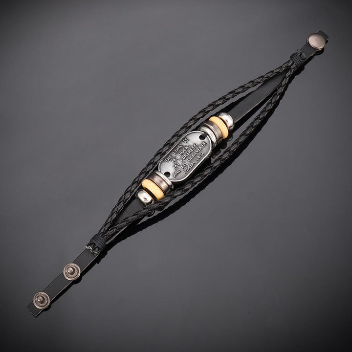 Christianartworkshop Handgefertigtes geflochtenes Lederarmband mit Psalm 18:2-Inschrift - image 5