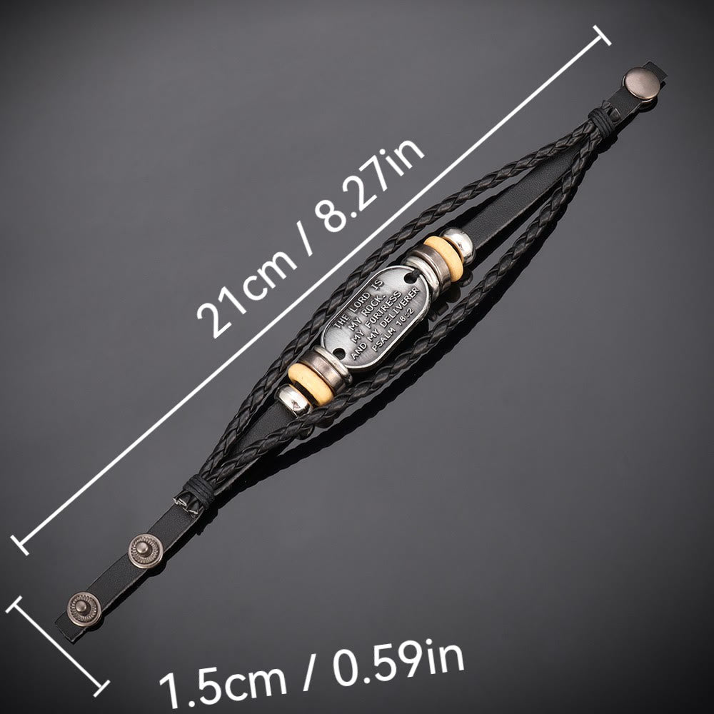 Christianartworkshop Handgefertigtes geflochtenes Lederarmband mit Psalm 18:2-Inschrift - image 6