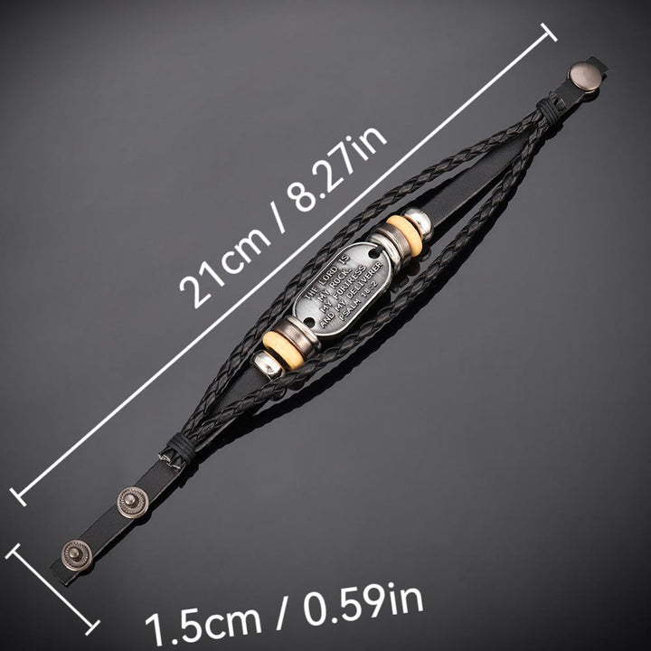 Christianartworkshop Handgefertigtes geflochtenes Lederarmband mit Psalm 18:2-Inschrift - image 6