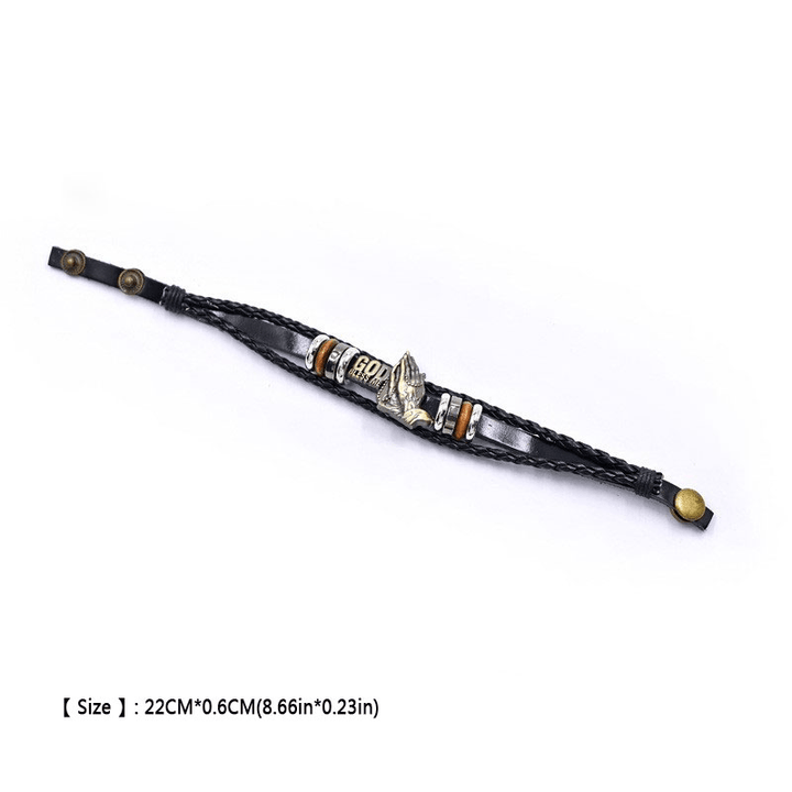 Christianartworkshop Armband im Retro-Stil mit betenden Händen, GOTT SEGNE MICH, schwarzes geflochtenes Design - image 9