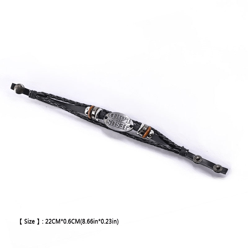 Christianartworkshop Schwarzes geflochtenes Lederarmband mit der Aufschrift „JESUS IS LORD“ - image 9