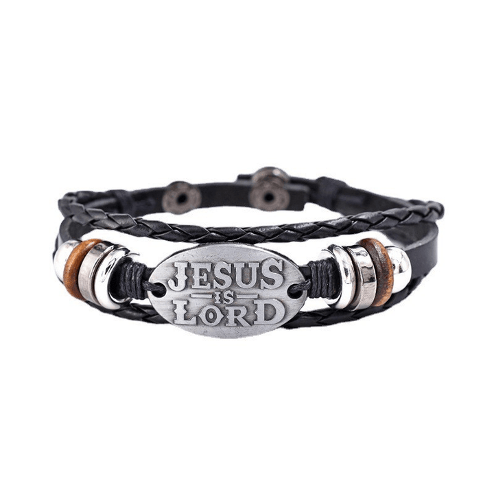 Christianartworkshop Schwarzes geflochtenes Lederarmband mit der Aufschrift „JESUS IS LORD“ - image 7