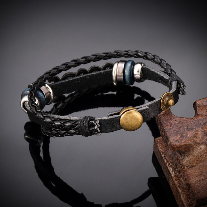 Christianartworkshop Zweifarbiges Jesus-Charm-Armband aus schwarzem geflochtenem Leder - image 4
