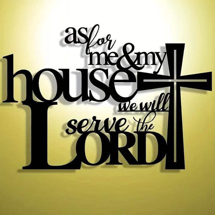 Christianartworkshop Faith – Wanddekoration aus gefülltem schwarzem Metall: Kreuz und Vers „As for Me & My House“ - image 6