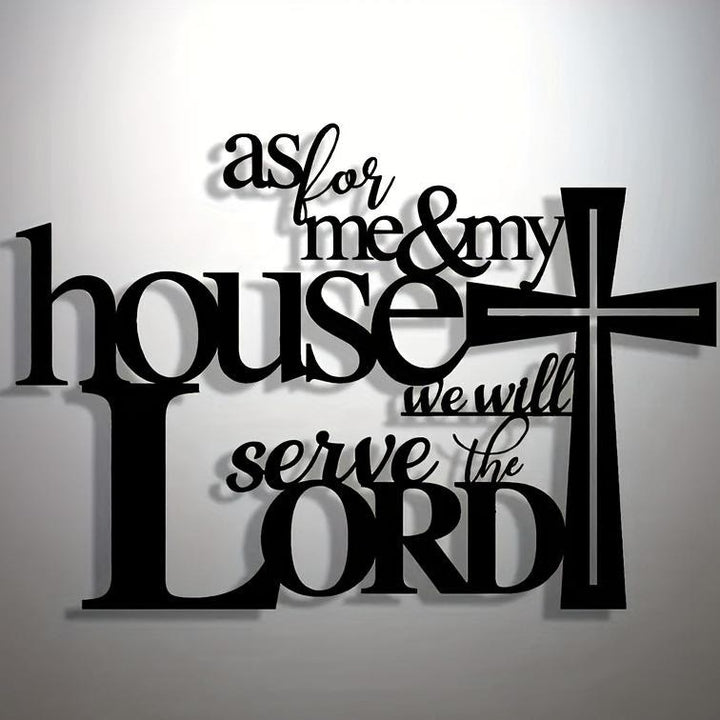 Christianartworkshop Faith – Wanddekoration aus gefülltem schwarzem Metall: Kreuz und Vers „As for Me & My House“ - image 5