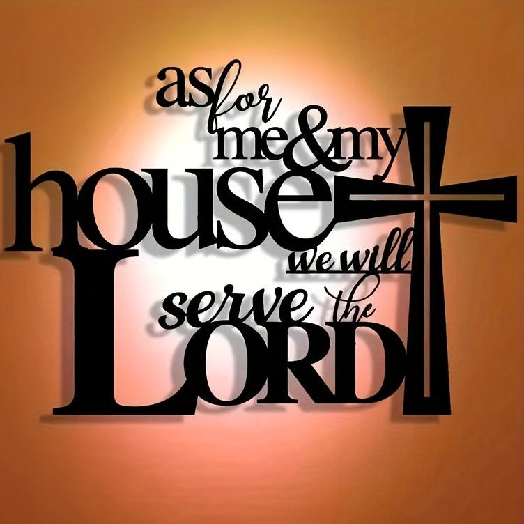Christianartworkshop Faith – Wanddekoration aus gefülltem schwarzem Metall: Kreuz und Vers „As for Me & My House“ - Schwarz - 15,75''*10,89''/40*27,66 cm - image 0