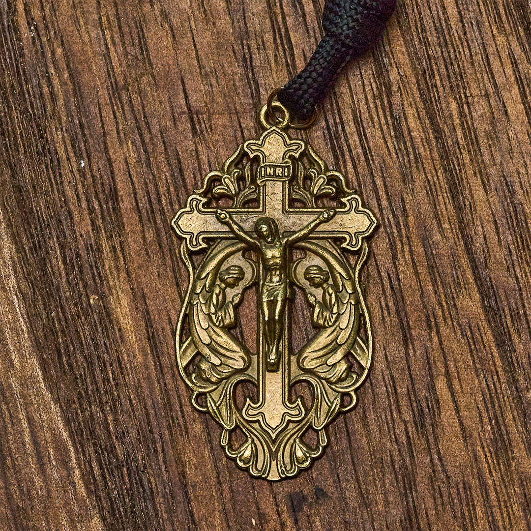 Christianartworkshop Minimalistischer schwarzer robuster Taschenrosenkranz mit St. Michael und personalisiertem JESUS-Brief - image 10