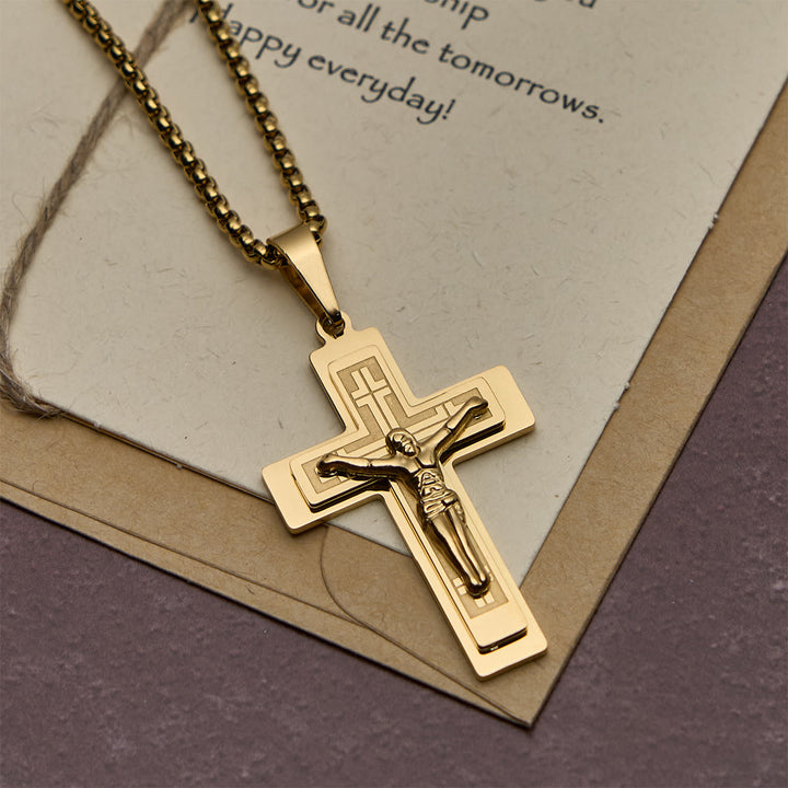 Christianartworkshop Klassische Halskette mit Jesus-Kruzifix-Anhänger: Mehrfarbiges Metallhandwerk - image 1